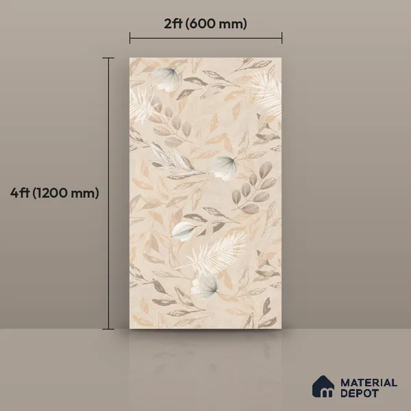 Floral Wall Tile TL 08721 Crema 4 ft x 2 ft Matte Finish Vitrified Tile - 8.5 mm | Suitable for Bathroom, Accent/Feature Wall, Dining Area