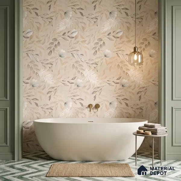 Floral Wall Tile TL 08721 Crema 4 ft x 2 ft Matte Finish Vitrified Tile - 8.5 mm | Suitable for Bathroom, Accent/Feature Wall, Dining Area