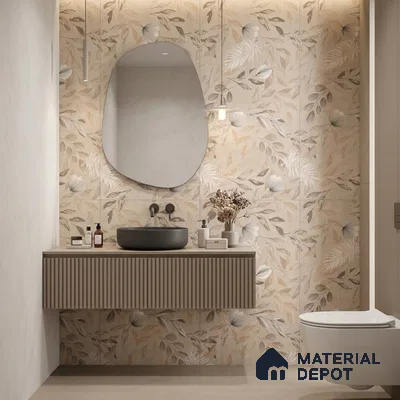 Floral Wall Tile TL 08721 Crema 4 ft x 2 ft Matte Finish Vitrified Tile - 8.5 mm | Suitable for Bathroom, Accent/Feature Wall, Dining Area