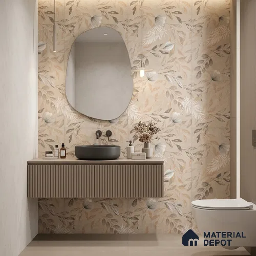 Floral Wall Tile TL 08721 Crema 4 ft x 2 ft Matte Finish Vitrified Tile - 8.5 mm | Suitable for Bathroom, Accent/Feature Wall, Dining Area