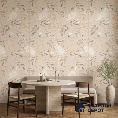 Floral Wall Tile TL 08721 Crema 4 ft x 2 ft Matte Finish Vitrified Tile - 8.5 mm | Suitable for Bathroom, Accent/Feature Wall, Dining Area
