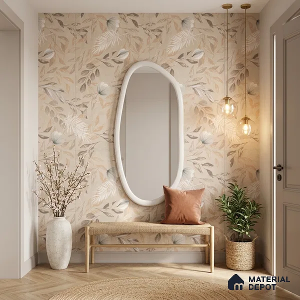 Floral Wall Tile TL 08721 Crema 4 ft x 2 ft Matte Finish Vitrified Tile - 8.5 mm | Suitable for Bathroom, Accent/Feature Wall, Dining Area