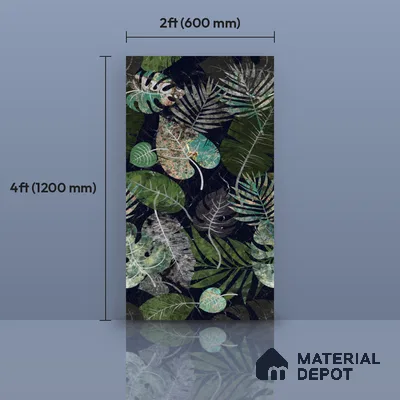 Tropical Wall Tile TL 09612 4 ft x 2 ft High Gloss Finish Vitrified Tile - 9 mm | Suitable for Bathroom, Accent/Feature Wall, Basin Area