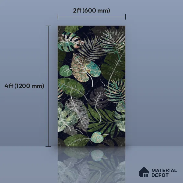 Tropical Wall Tile TL 09612 4 ft x 2 ft High Gloss Finish Vitrified Tile - 9 mm | Suitable for Bathroom, Accent/Feature Wall, Basin Area
