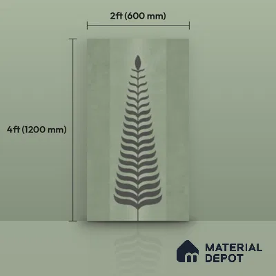 Wall Tile TL 10985 B | Brazzil Green Leaf Decor 1 | 4 ft x 2 ft Crits Micro Matte Finish Porcelain Tile - 9 mm | Suitable for Bathroom, Accent/Feature Wall, Dining Area | 3 mm Spacer Required