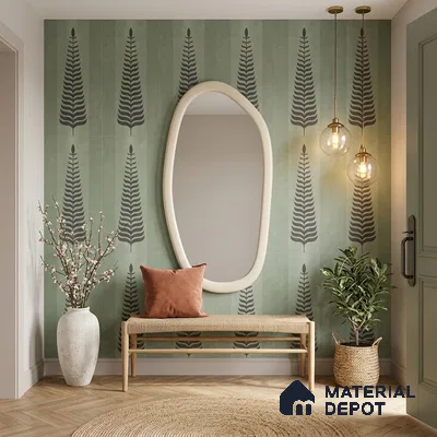 Wall Tile TL 10985 B | Brazzil Green Leaf Decor 1 | 4 ft x 2 ft Crits Micro Matte Finish Porcelain Tile - 9 mm | Suitable for Bathroom, Accent/Feature Wall, Dining Area | 3 mm Spacer Required