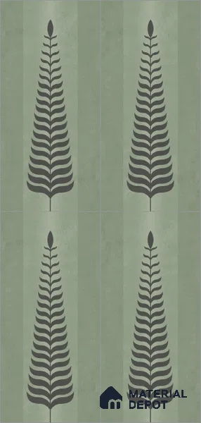 Wall Tile TL 10985 B | Brazzil Green Leaf Decor 1 | 4 ft x 2 ft Crits Micro Matte Finish Porcelain Tile - 9 mm | Suitable for Bathroom, Accent/Feature Wall, Dining Area | 3 mm Spacer Required