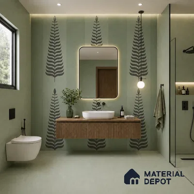 Wall Tile TL 10985 B | Brazzil Green Leaf Decor 1 | 4 ft x 2 ft Crits Micro Matte Finish Porcelain Tile - 9 mm | Suitable for Bathroom, Accent/Feature Wall, Dining Area | 3 mm Spacer Required
