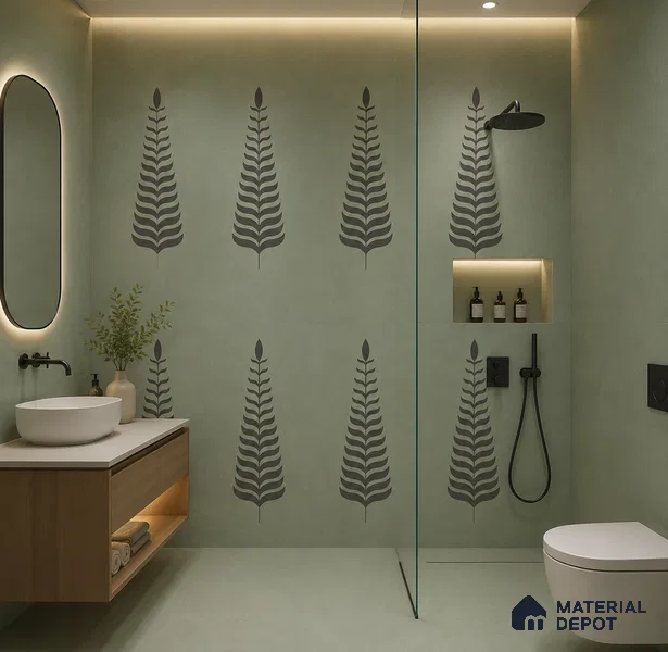 Wall Tile TL 10985 B | Brazzil Green Leaf Decor 1 | 4 ft x 2 ft Crits Micro Matte Finish Porcelain Tile - 9 mm | Suitable for Bathroom, Accent/Feature Wall, Dining Area | 3 mm Spacer Required