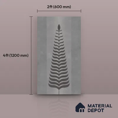 Wall Tile TL 10986 B | Brazzil Grey Leaf Decor 1 | 4 ft x 2 ft Crits Micro Carving Matte Finish Porcelain Tile - 9 mm | Suitable for Bathroom, Accent/Feature Wall, Dining Area | 3 mm Spacer Required