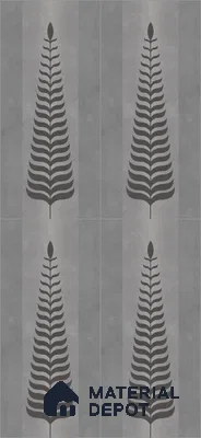 Wall Tile TL 10986 B | Brazzil Grey Leaf Decor 1 | 4 ft x 2 ft Crits Micro Matte Finish Porcelain Tile - 9 mm | Suitable for Bathroom, Accent/Feature Wall, Dining Area | 3 mm Spacer Required