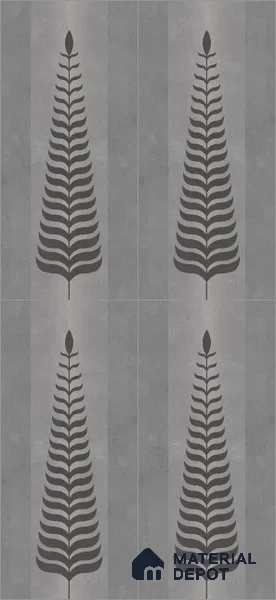 Wall Tile TL 10986 B | Brazzil Grey Leaf Decor 1 | 4 ft x 2 ft Crits Micro Matte Finish Porcelain Tile - 9 mm | Suitable for Bathroom, Accent/Feature Wall, Dining Area | 3 mm Spacer Required