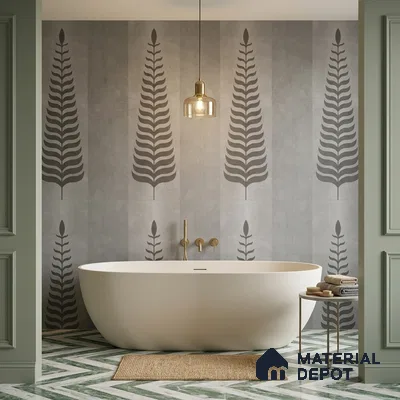 Wall Tile TL 10986 B | Brazzil Grey Leaf Decor 1 | 4 ft x 2 ft Crits Micro Carving Matte Finish Porcelain Tile - 9 mm | Suitable for Bathroom, Accent/Feature Wall, Dining Area | 3 mm Spacer Required