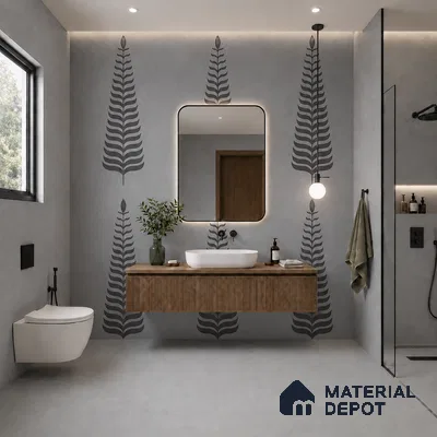 Wall Tile TL 10986 B | Brazzil Grey Leaf Decor 1 | 4 ft x 2 ft Crits Micro Carving Matte Finish Porcelain Tile - 9 mm | Suitable for Bathroom, Accent/Feature Wall, Dining Area | 3 mm Spacer Required
