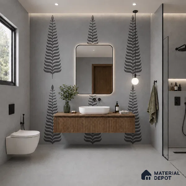 Wall Tile TL 10986 B | Brazzil Grey Leaf Decor 1 | 4 ft x 2 ft Crits Micro Carving Matte Finish Porcelain Tile - 9 mm | Suitable for Bathroom, Accent/Feature Wall, Dining Area | 3 mm Spacer Required