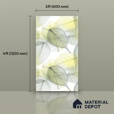 Tropical Wall Tile TL 08716 Green 4 ft x 2 ft Glossy Finish Vitrified Floor & Wall Tile - 8.5 mm | Suitable for Bathroom, Accent/Feature Wall, Dining Area