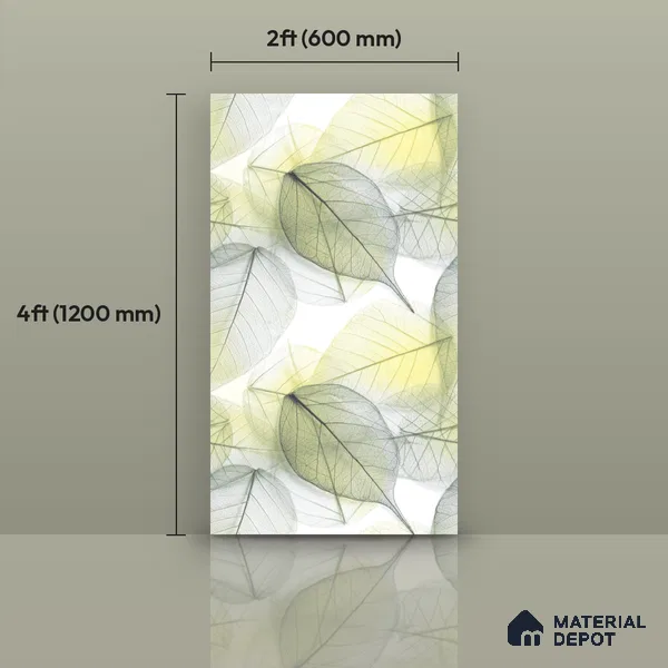 Tropical Wall Tile TL 08716 Green 4 ft x 2 ft Glossy Finish Vitrified Floor & Wall Tile - 8.5 mm | Suitable for Bathroom, Accent/Feature Wall, Dining Area