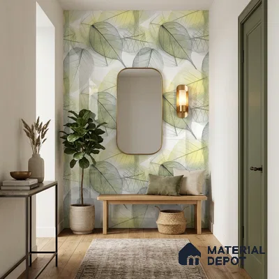 Tropical Wall Tile TL 08716 Green 4 ft x 2 ft Glossy Finish Vitrified Floor & Wall Tile - 8.5 mm | Suitable for Bathroom, Accent/Feature Wall, Dining Area