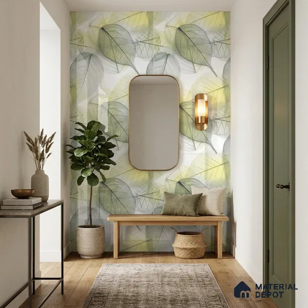 Tropical Wall Tile TL 08716 Green 4 ft x 2 ft Glossy Finish Vitrified Floor & Wall Tile - 8.5 mm | Suitable for Bathroom, Accent/Feature Wall, Dining Area