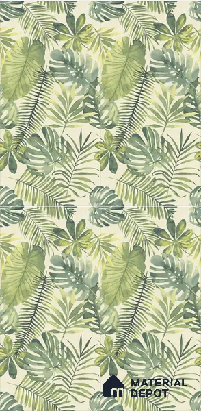 Tropical Wall Tile TL 08610 Green 4 ft x 2 ft Glossy Finish Vitrified Floor & Wall Tile - 9 mm | Suitable for Bathroom, Accent/Feature Wall, Foyer