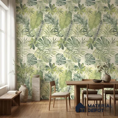 Tropical Wall Tile TL 08610 Green 4 ft x 2 ft Glossy Finish Vitrified Floor & Wall Tile - 9 mm | Suitable for Bathroom, Accent/Feature Wall, Foyer