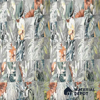Floral Wall Tile TL 08661 Green 4 ft x 2 ft Matte Finish Vitrified Tile - 9 mm | Suitable for Bathroom, Accent/Feature Wall, Foyer