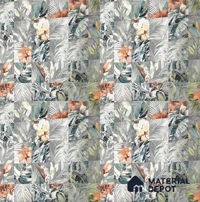 Floral Wall Tile TL 08661 Green 4 ft x 2 ft Matte Finish Vitrified Tile - 9 mm | Suitable for Bathroom, Accent/Feature Wall, Foyer
