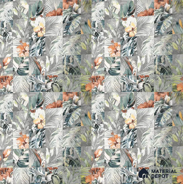 Floral Wall Tile TL 08661 Green 4 ft x 2 ft Matte Finish Vitrified Tile - 9 mm | Suitable for Bathroom, Accent/Feature Wall, Foyer