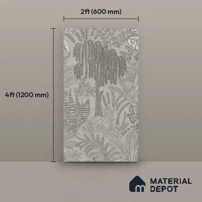 Tropical Wall Tile TL 12125 B Retina Gris Bloom 4 ft x 2 ft Vitrified Matte Finish - 9 mm | Suitable for Bathroom, Accent/Feature Wall, Dining Area