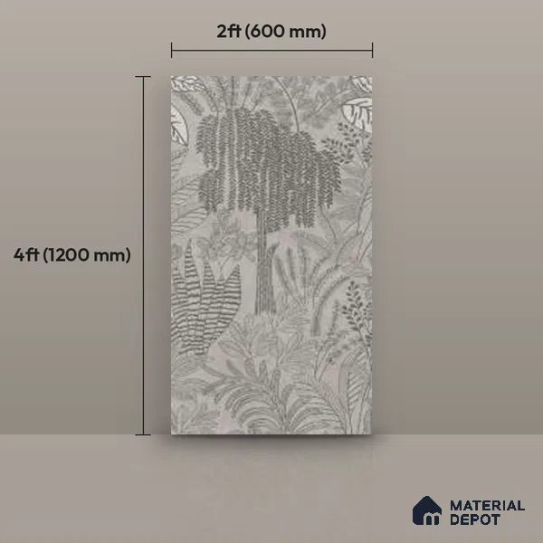 Tropical Wall Tile TL 12125 B Retina Gris Bloom 4 ft x 2 ft Vitrified Matte Finish - 9 mm | Suitable for Bathroom, Accent/Feature Wall, Dining Area