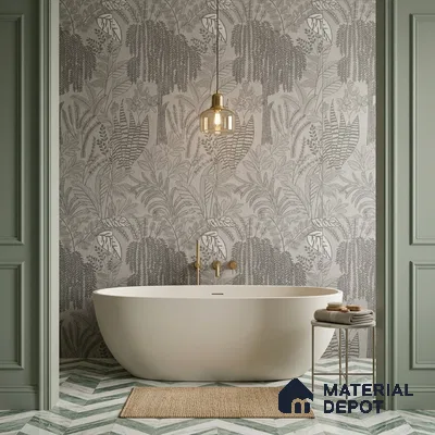 Tropical Wall Tile TL 12125 B Retina Gris Bloom 4 ft x 2 ft Vitrified Matte Finish - 9 mm | Suitable for Bathroom, Accent/Feature Wall, Dining Area