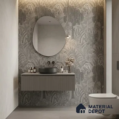 Tropical Wall Tile TL 12125 B Retina Gris Bloom 4 ft x 2 ft Vitrified Matte Finish - 9 mm | Suitable for Bathroom, Accent/Feature Wall, Dining Area