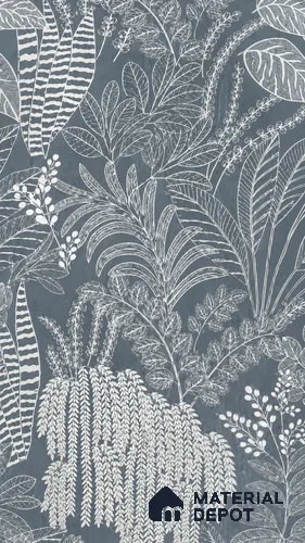 Tropical Wall Tile TL 12125 D Retina Navy Bloom 4 ft x 2 ft Vitrified Matte Finish - 9 mm | Suitable for Bathroom, Accent/Feature Wall, Dining Area