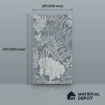 Tropical Wall Tile TL 12125 D Retina Navy Bloom 4 ft x 2 ft Vitrified Matte Finish - 9 mm | Suitable for Bathroom, Accent/Feature Wall, Dining Area