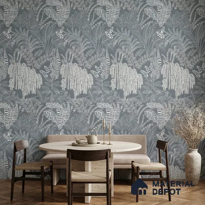 Tropical Wall Tile TL 12125 D Retina Navy Bloom 4 ft x 2 ft Vitrified Matte Finish - 9 mm | Suitable for Bathroom, Accent/Feature Wall, Dining Area