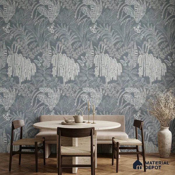 Tropical Wall Tile TL 12125 D Retina Navy Bloom 4 ft x 2 ft Vitrified Matte Finish - 9 mm | Suitable for Bathroom, Accent/Feature Wall, Dining Area