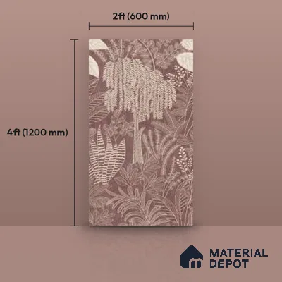 Tropical Wall Tile TL 12125 F Retina Wine Bloom 4 ft x 2 ft Vitrified Matte Finish - 9 mm | Suitable for Bathroom, Accent/Feature Wall, Dining Area