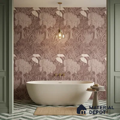 Tropical Wall Tile TL 12125 F Retina Wine Bloom 4 ft x 2 ft Vitrified Matte Finish - 9 mm | Suitable for Bathroom, Accent/Feature Wall, Dining Area