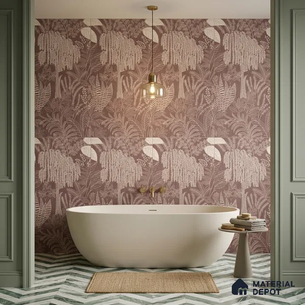 Tropical Wall Tile TL 12125 F Retina Wine Bloom 4 ft x 2 ft Vitrified Matte Finish - 9 mm | Suitable for Bathroom, Accent/Feature Wall, Dining Area