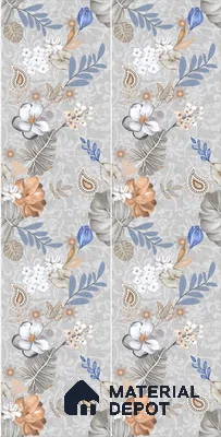 Floral Wall Tile TL 08612 Grey 4 ft x 2 ft Glossy Finish Vitrified Tile - 9 mm | Suitable for Bathroom, Accent/Feature Wall, Foyer