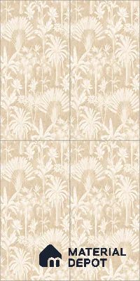 Wall Tile TL 10987 B | Cendra Ivory Tree Decor 1 | 4 ft x 2 ft Crits Micro Matte Finish Porcelain Tile - 9 mm | Suitable for Bathroom, Accent/Feature Wall, Foyer | 3 mm Spacer Required