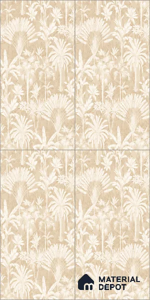 Wall Tile TL 10987 B | Cendra Ivory Tree Decor 1 | 4 ft x 2 ft Crits Micro Matte Finish Porcelain Tile - 9 mm | Suitable for Bathroom, Accent/Feature Wall, Foyer | 3 mm Spacer Required