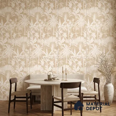 Wall Tile TL 10987 B | Cendra Ivory Tree Decor 1 | 4 ft x 2 ft Crits Micro Matte Finish Porcelain Tile - 9 mm | Suitable for Bathroom, Accent/Feature Wall, Foyer | 3 mm Spacer Required