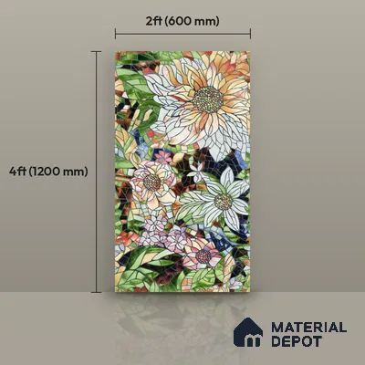 Tropical Florals Wall Tile TL 12191 Colorav Arte 4 ft x 2 ft Matte Finish  Vitrified Tile - 9 mm | Suitable for Bathroom, Accent/Feature Wall, Dining Area