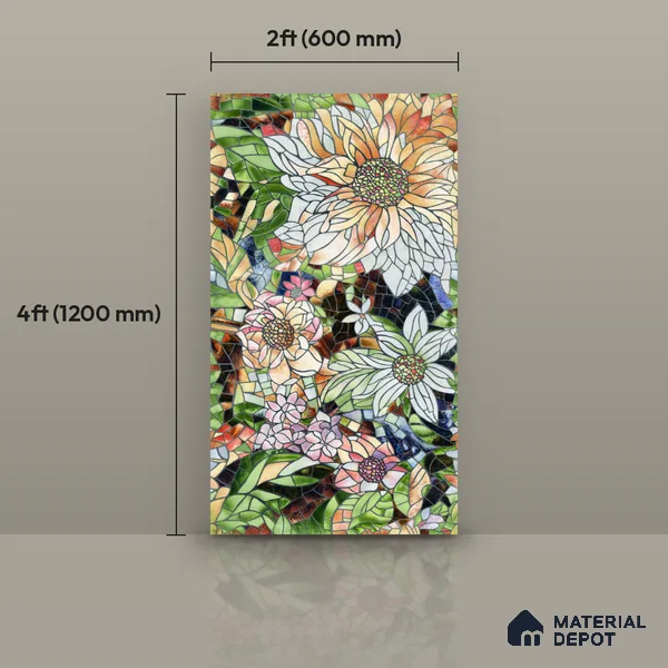 Tropical Florals Wall Tile TL 12191 Colorav Arte 4 ft x 2 ft Matte Finish  Vitrified Tile - 9 mm | Suitable for Bathroom, Accent/Feature Wall, Dining Area