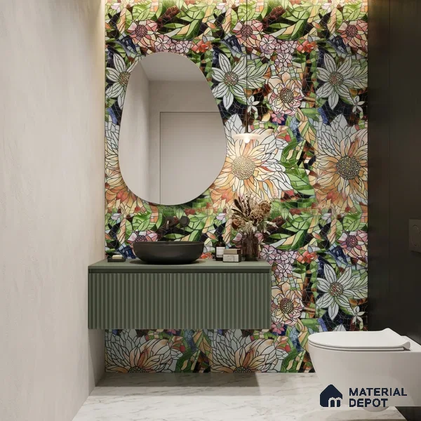 Tropical Florals Wall Tile TL 12191 Colorav Arte 4 ft x 2 ft Matte Finish  Vitrified Tile - 9 mm | Suitable for Bathroom, Accent/Feature Wall, Dining Area