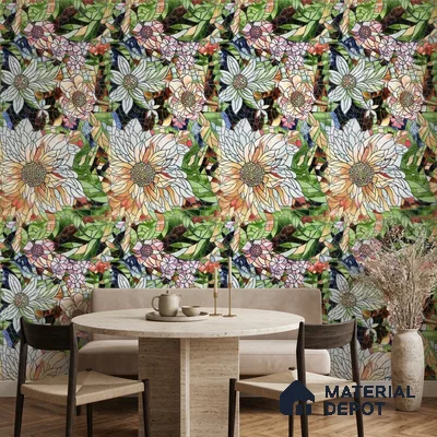 Tropical Florals Wall Tile TL 12191 Colorav Arte 4 ft x 2 ft Matte Finish  Vitrified Tile - 9 mm | Suitable for Bathroom, Accent/Feature Wall, Dining Area