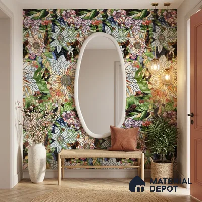 Tropical Florals Wall Tile TL 12191 Colorav Arte 4 ft x 2 ft Matte Finish  Vitrified Tile - 9 mm | Suitable for Bathroom, Accent/Feature Wall, Dining Area