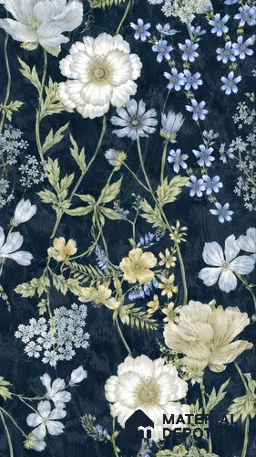 Floral Wall Tile TL 07191 D Floreale Fiore Navy 4 ft x 2 ft Vitrified Matte Finish - 9 mm | Suitable for Bathroom, Accent/Feature Wall, Foyer