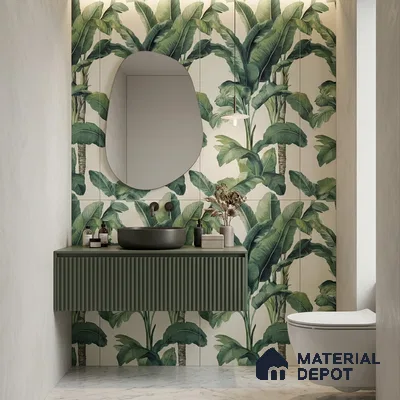 Floral Wall Tile TL 07191 D Floreale Fiore Navy 4 ft x 2 ft Vitrified Matte Finish - 9 mm | Suitable for Bathroom, Accent/Feature Wall, Foyer